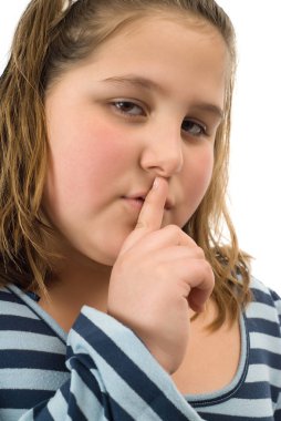 Closeup view of a young child with a big secret clipart