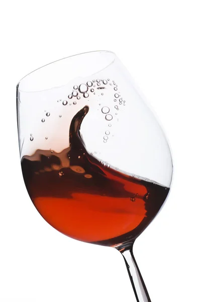 Geïsoleerd Bewegend Bewegingsvervaging Rood Wijnglas Een Witte Achtergrond — Stockfoto