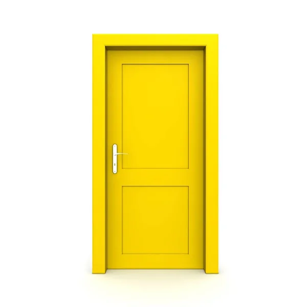 Tylko Jedno Żółte Drzwiczki Zamknięte Rama Drzwi Bez Ścian — Zdjęcie stockowe
