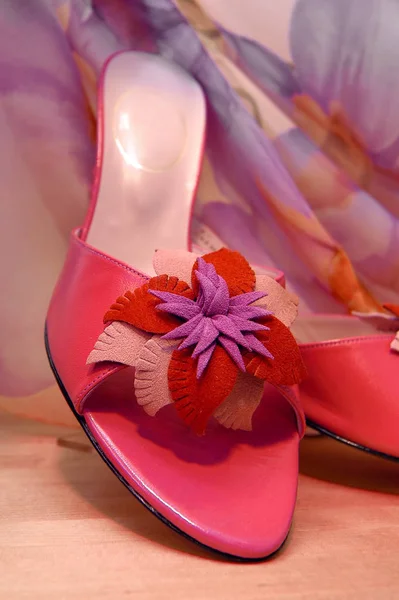 Женская Летняя Обувь Витрине Магазина — стоковое фото