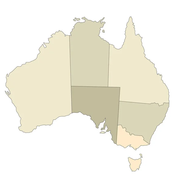 Mapa Delineado Austrália Tom Marrom Mostrando Diferentes Países Todos Isolados — Fotografia de Stock