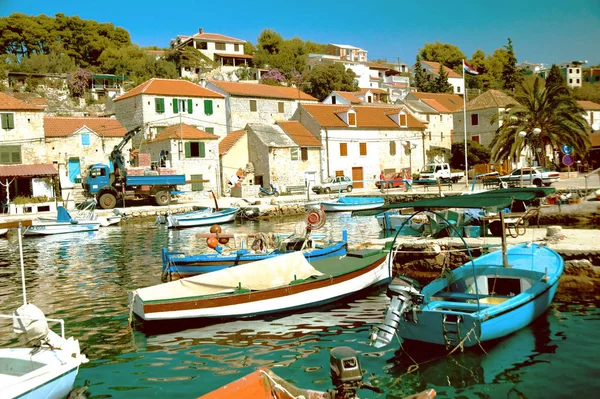 Puerto Barco Pequeño Mar Adriático Croacia —  Fotos de Stock