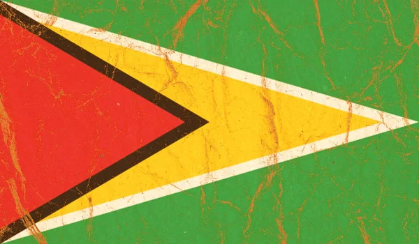 Bandiera Guyana Dipinta Sfondo Carta Spiegazzato — Foto Stock