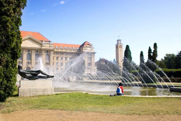 Główne Wejście Uniwersytetu Debreczynie Węgry Okresie Letnim — Zdjęcie stockowe