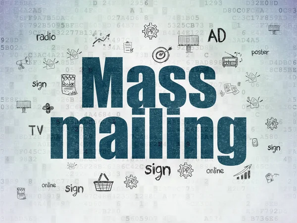Koncepcja Marketingu Malowane Niebieski Tekst Mass Mailing Tle Cyfrowych Danych — Zdjęcie stockowe
