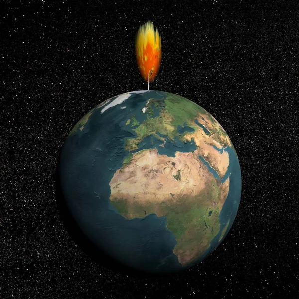 Planète Terrestre Éclairée Par Feu Dans Univers Étoilé Éléments Cette — Photo