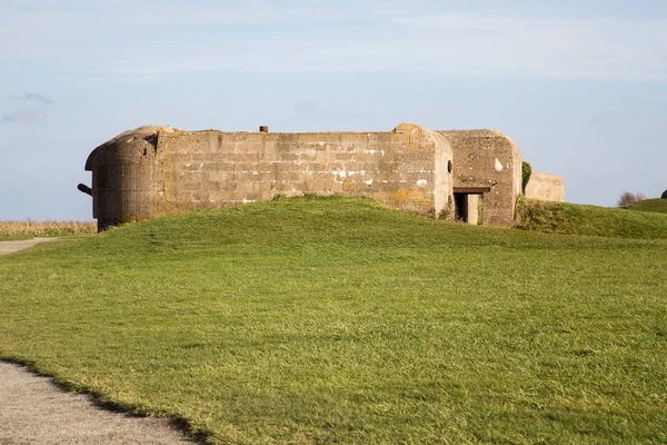 Antiguos Bunkers Alemanes Rotos Atlantic Wall Batería Artillería Longues Sur —  Fotos de Stock