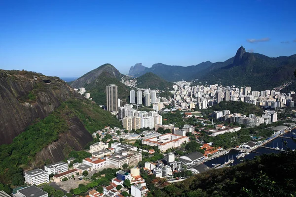Sugar Loaf Rio Janeiro Brezilya Dan Botafogo Havadan Görünümü — Stok fotoğraf