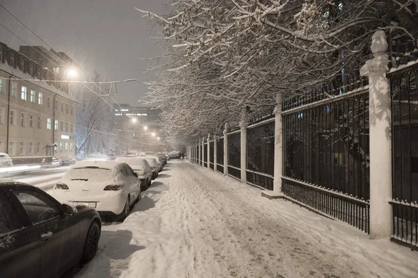Улица Москвы Зимнюю Ночь — стоковое фото