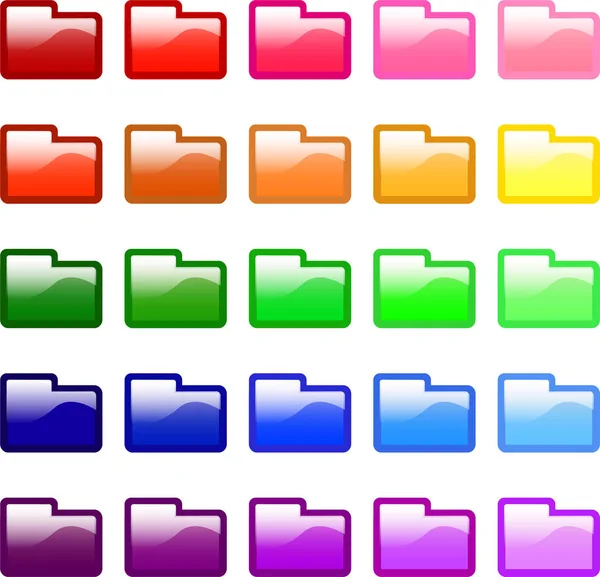 Zestaw Ikon Folderów Wiele Kolorów — Zdjęcie stockowe