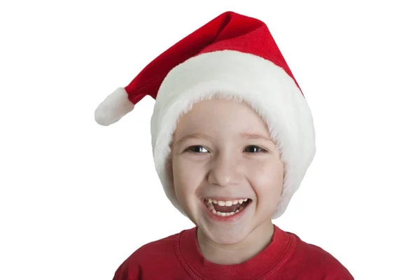 Kleines Kind Weihnachtsurlaub Rote Weihnachtsmütze — Stockfoto