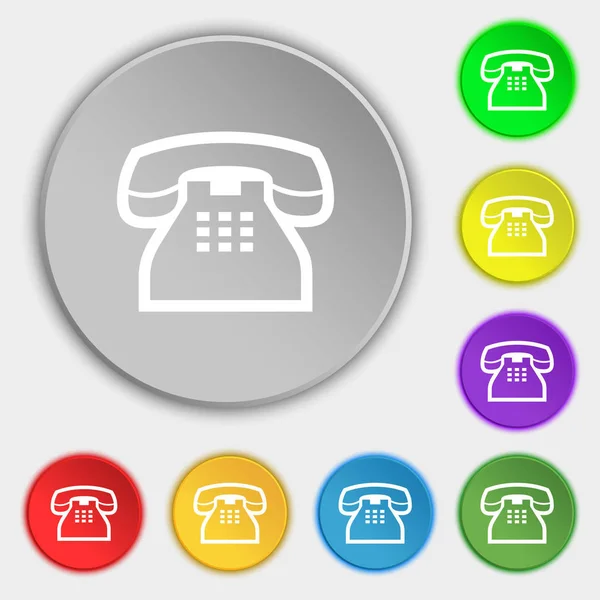 Retro Telephone Handset Icon Sign Символ Восьми Плоских Кнопках Иллюстрация — стоковое фото