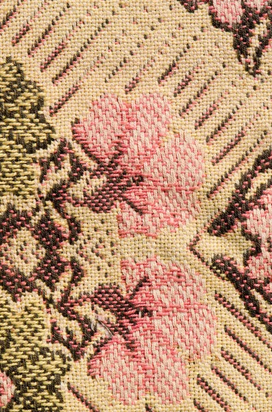 Retro Vyšívané Textilie Květinami Pozadí Polštáře — Stock fotografie