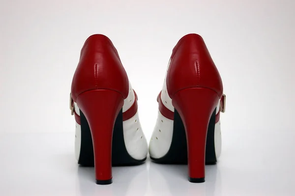 End View Red White High Heel White — стоковое фото