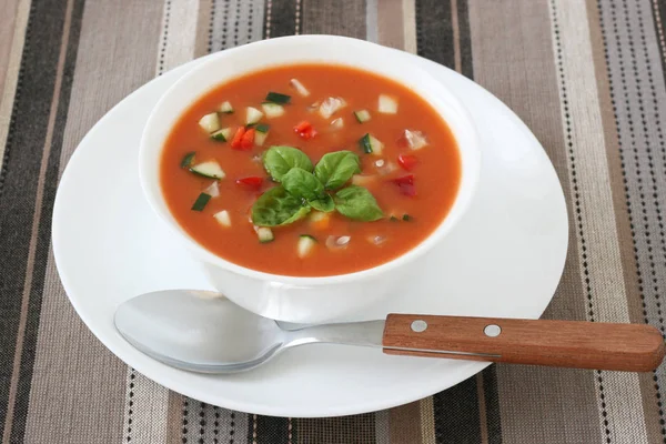 Sopa Tomate Tazón Blanco — Foto de Stock