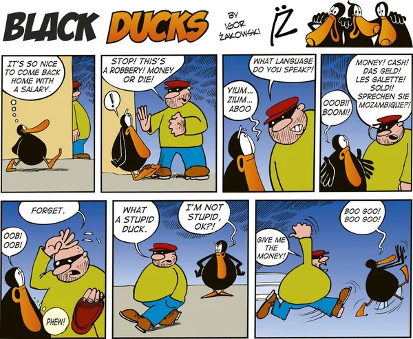 Black Ducks Comic Strip Episode — Stock Photo, Image