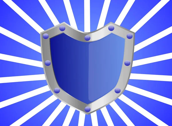Blue Studded Shield Silver Frame Background — Stock Photo, Image