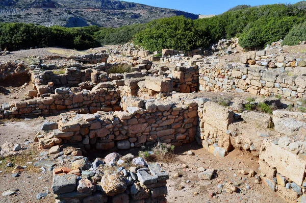 Fotografía Viajes Ruinas Yacimiento Arqueológico Minoico Itanos Cerca Vai Creta — Foto de Stock