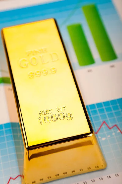 Finanzindikatoren Chart Goldbarren — Stockfoto