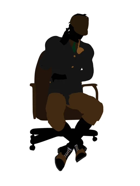 白い背景にパイプイラストのシルエットを持つ椅子に座っている英国の紳士 — ストック写真