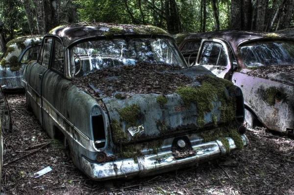 Hdr Imagem Carro Carro Peças Detalhes Fotografado Antigo Cemitério Carros — Fotografia de Stock