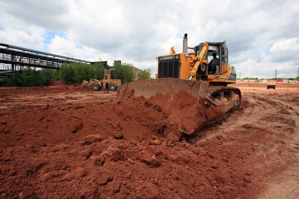 Bulldozer Pesante Edificio Colore Giallo — Foto Stock