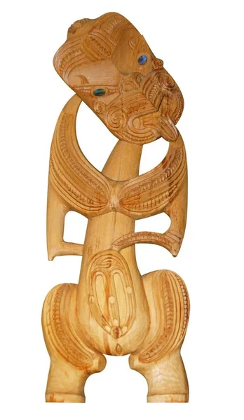 Traditional Maori Carving Isolated Clipping Path — Stock Photo, Image