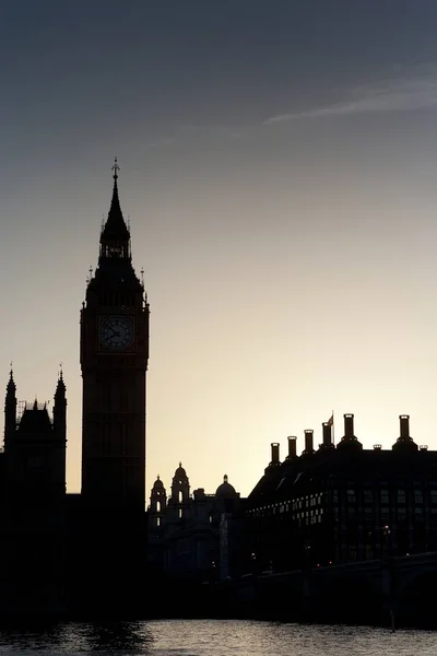 Huizen Van Het Parlement Big Ben Bij Zonsondergang Londen — Stockfoto