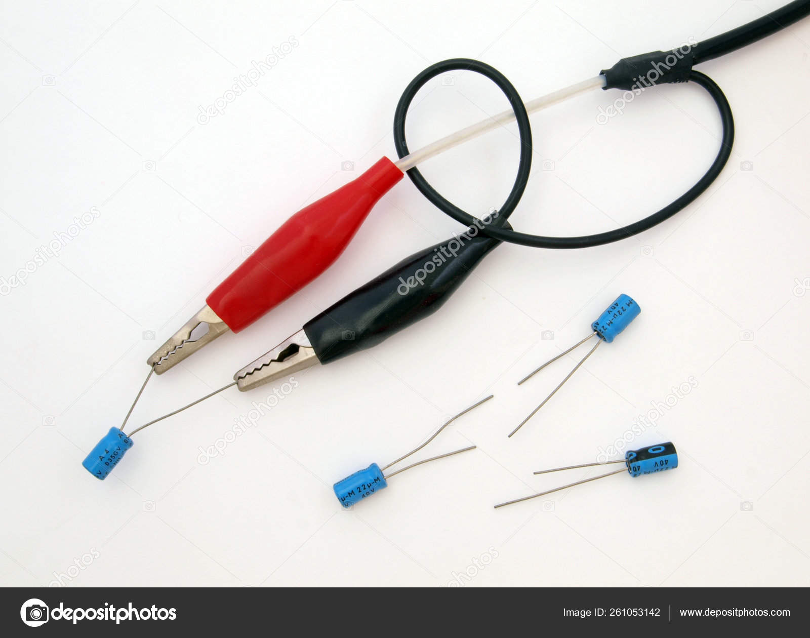 Electronic Test Leads Asorted Capacitors Used Computers Stock Photo by