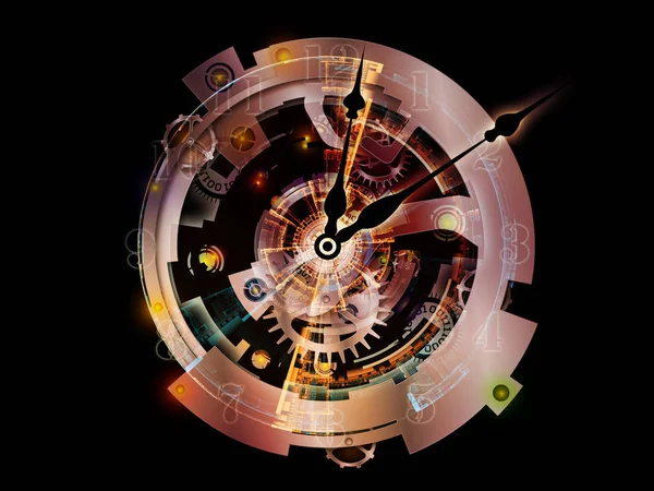 Clockwork Serie Konstnärliga Bakgrund Klocka Gears Siffror Och Fraktal Element — Stockfoto