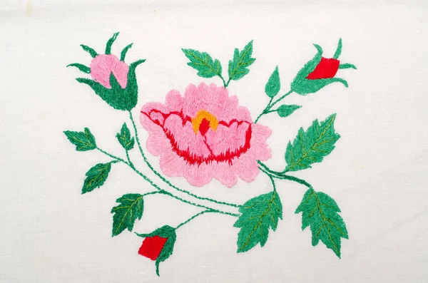 Roses Handicraft Embroidery Good — Stock Photo, Image