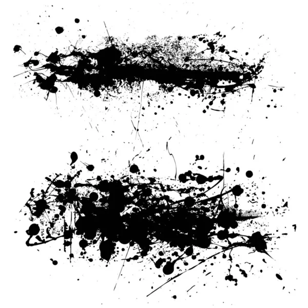 Two Abstract Black White Ink Splat Grunge Effect — ストック写真