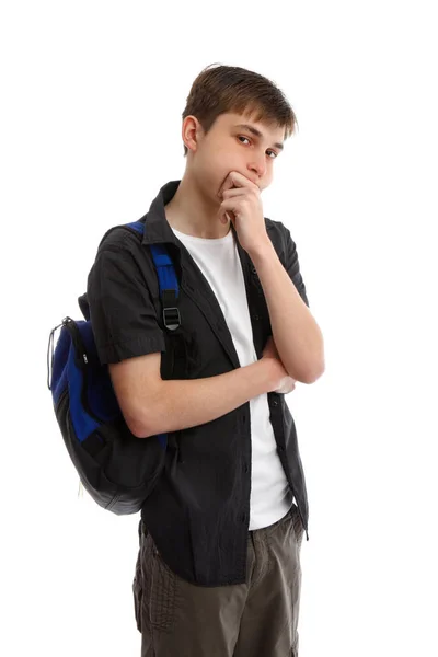 Estudiante Adolescente Masculino Que Usa Ropa Casual Lleva Una Mochila — Foto de Stock