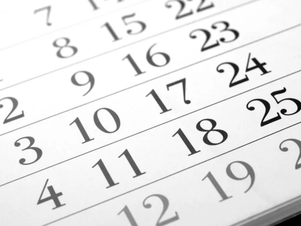 Detail Van Een Kalender Pagina Met Dagen — Stockfoto