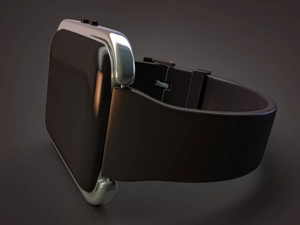 Indossabili Smartwatch Con Display Lunetta Cromata Isolato Sfondo Scuro — Foto Stock