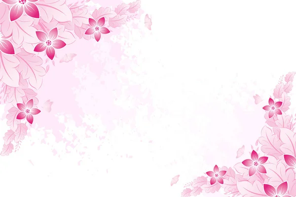 Projekt Różowy Wiosna Kwiaty Tło Motyl — Zdjęcie stockowe