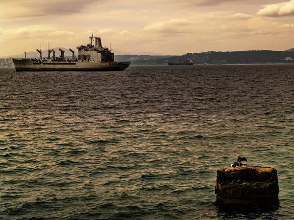 Warship Sea Coast — Stock Photo, Image