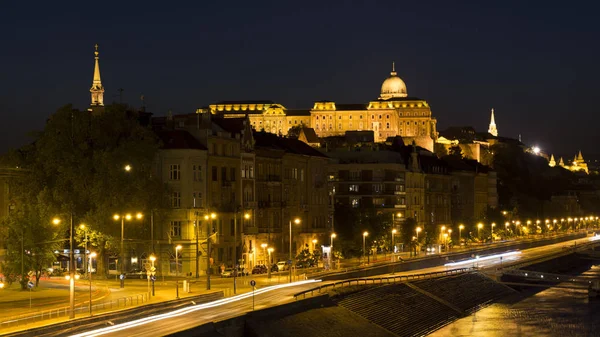 Fotografia Primavera Palácio Real Danúbio Budapeste Noite — Fotografia de Stock