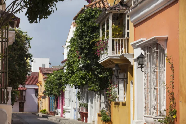 Utcákon Cartagena Indias Tele Vannak Színes Régi Város Gyarmati Házak — Stock Fotó