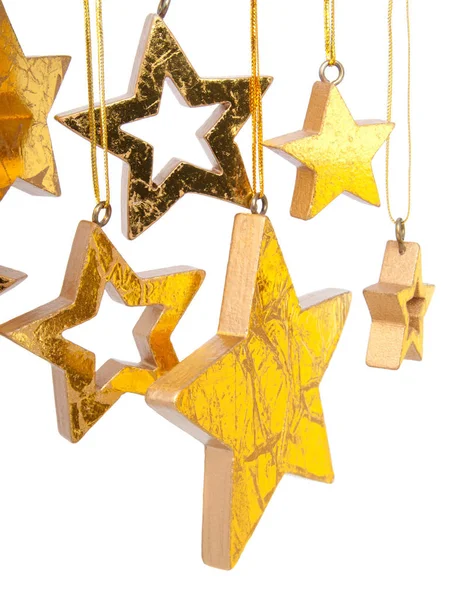 Guldstjärnor Till Jul Isolerad Vit Bakgrund — Stockfoto