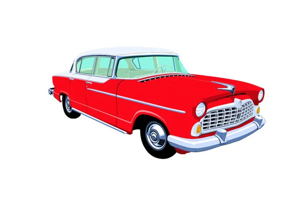 Een Tekening Van Een Rood Witte Jaren 1950 Deurs Sedan — Stockfoto