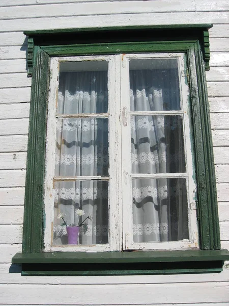 Старе Віконне Обрамлення Будинку Розташованому Островах Вестерлена Півночі Норвегії — стокове фото