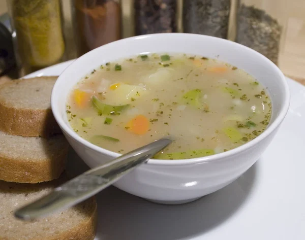 Velsmakende Hjemmelagd Suppe Bakgrunn Lukke Igjen – stockfoto