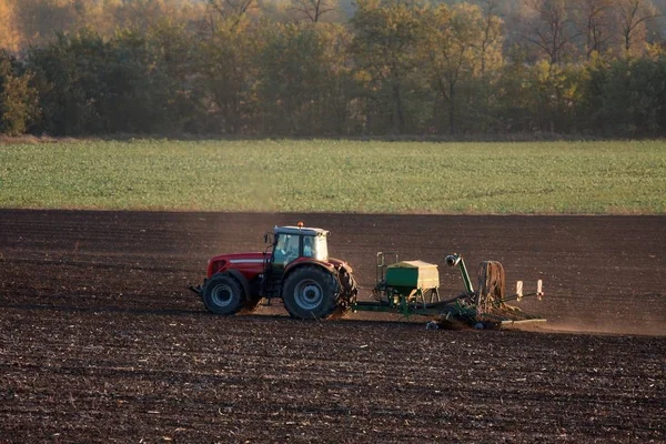 Traktor Pflügt Den Boden — Stockfoto