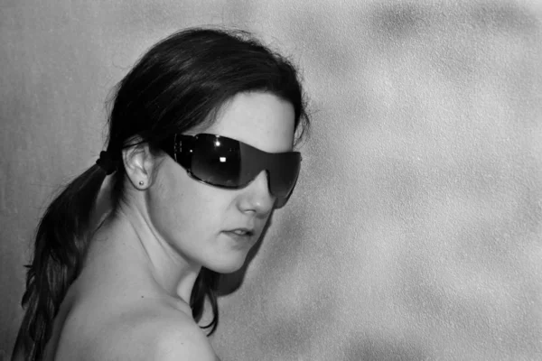 Dívčí Módní Brýle Černém Pozadí — Stock fotografie
