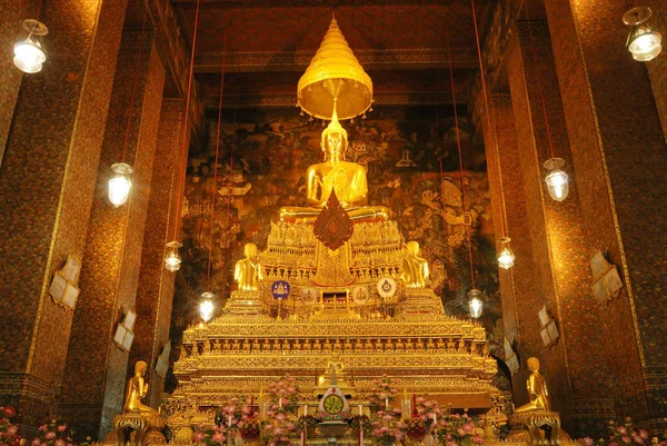 Buddha Kép Része Wat Templom Bangkok Tartományban Metropolisz Thaiföld — Stock Fotó