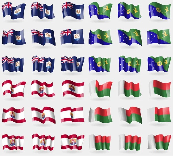 Anguila Isla Navidad Polinesia Francesa Madagascar Conjunto Banderas Los Países — Foto de Stock