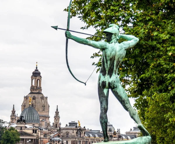 Famoso Monumento Del Arquero Dresde — Foto de Stock