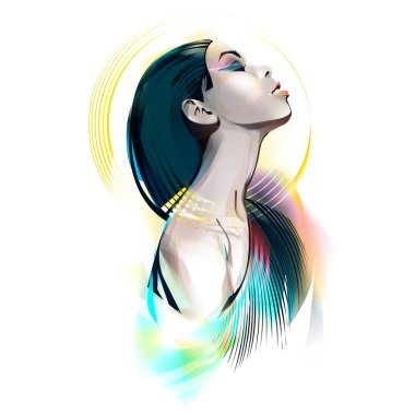 The girl in the image of the Egyptian goddess. Watercolor illustration clipart