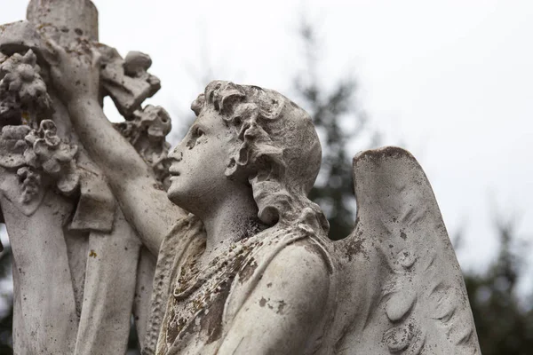 Antiguo Cementerio Escultura Mármol Del Ángel —  Fotos de Stock